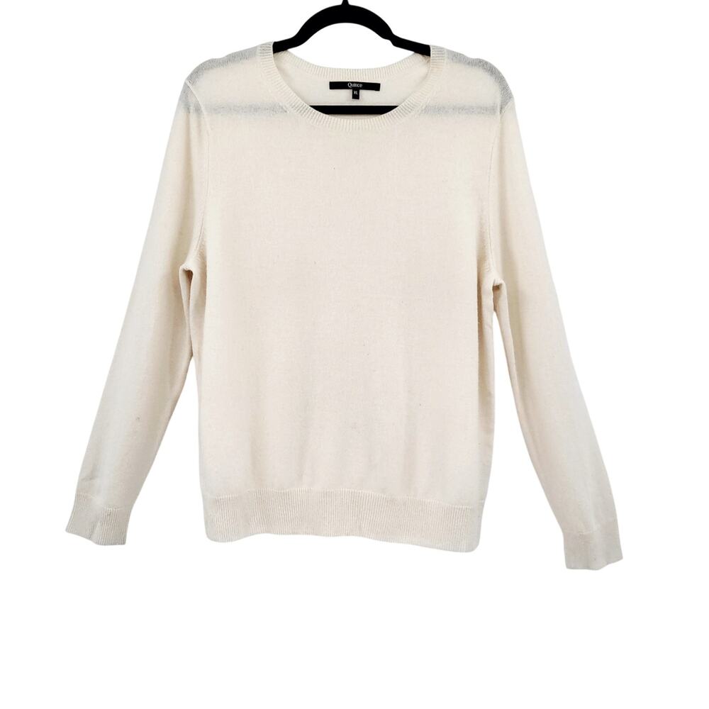 Quince Cream Cashmere Crewneck Sweater Ribbed Collar Cuffs Hem Women's Size XL